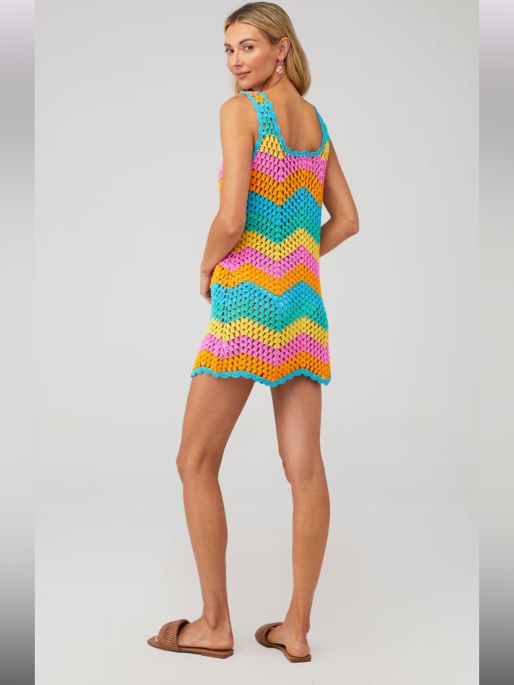 Show Me Your Mumu Women's Tara Mini Dress Sea Breeze Crochet Size Small - Picture 5 of 9